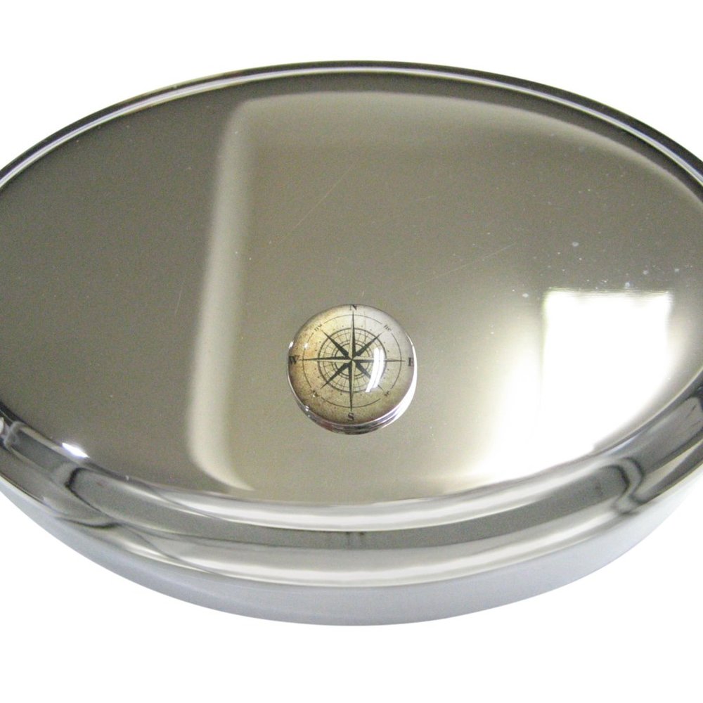 Nautical Compass Navigation Oval Trinket Jewelry Box